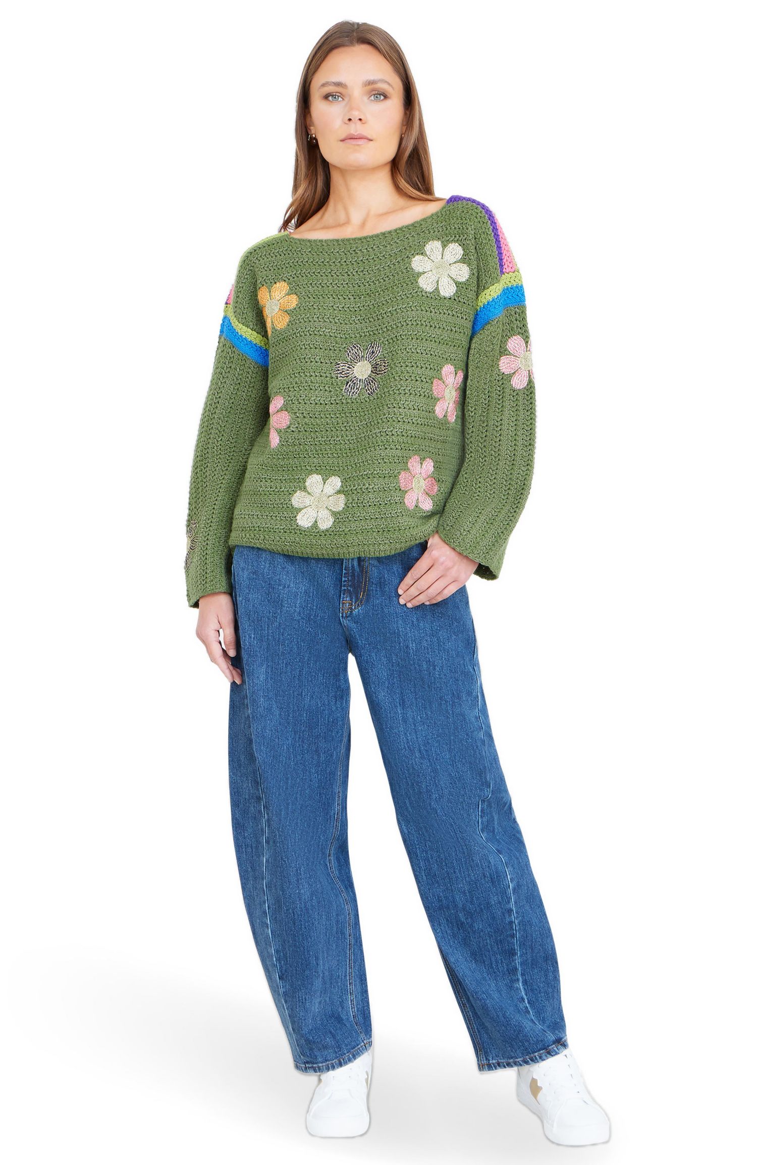 Women's Crochet Flower Jumper