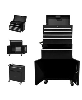 2-in-1 5 Drawer Rolling Tool Chest with Wheels, Lockable Metal Storage Organizer, Tool Box and Cabinet