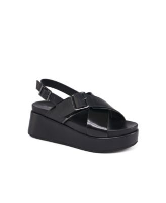 Women's Bin Leather Cross Strap Platform Sandal