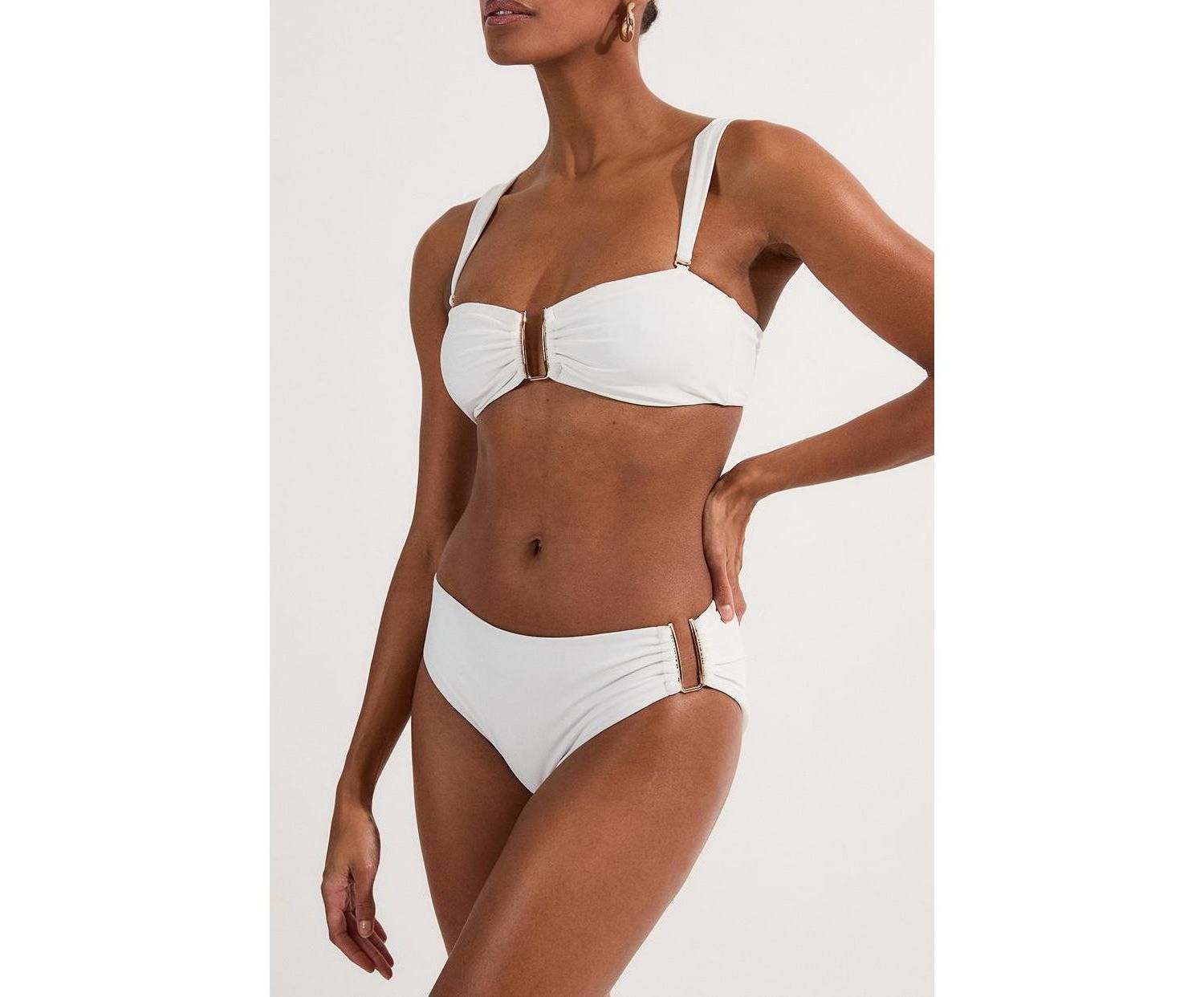 Women's Detachable Strap Gold Trim Bikini Top