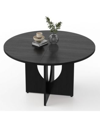 47 Inch Round Dining Table for 4-6, Modern Kitchen and Dining Table with Pedestal Base, Easy Assembly