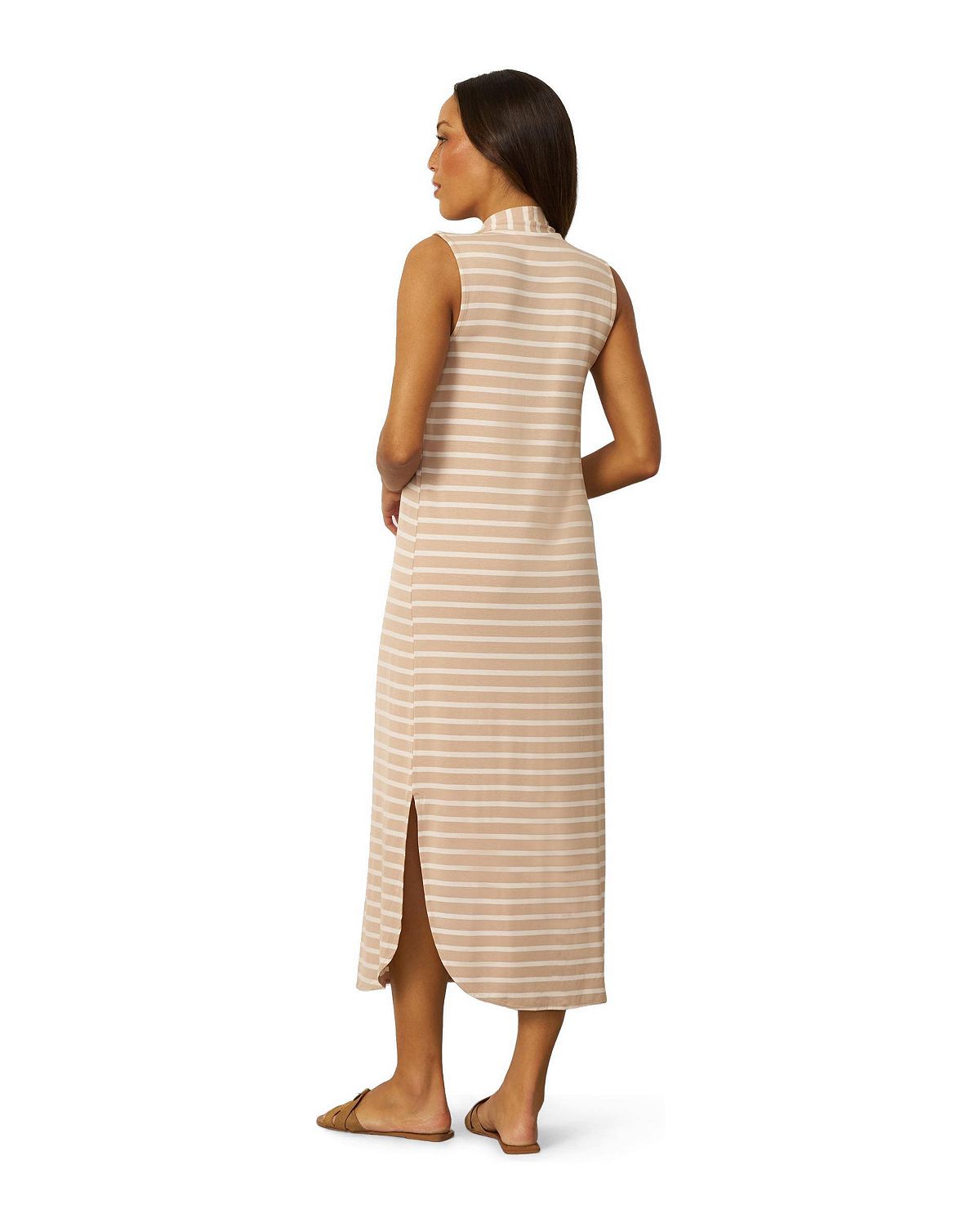 Cable & Gauge Women's Invert Pleat Stripe Maxi Dress view 2 — MAYCSS fashion products