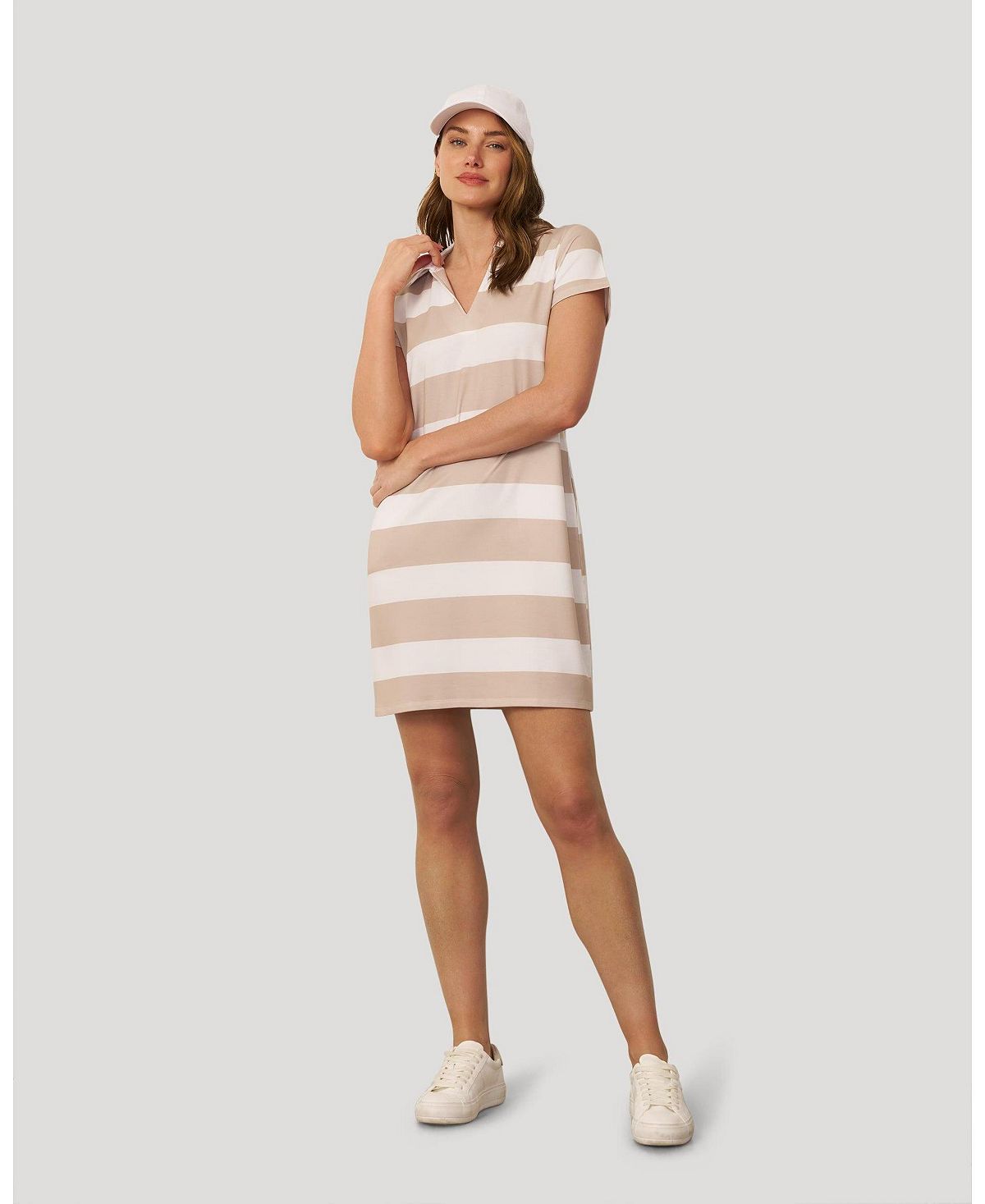 Cable & Gauge Women's Striped Polo Collar Mini Dress view 6 — MAYCSS fashion products