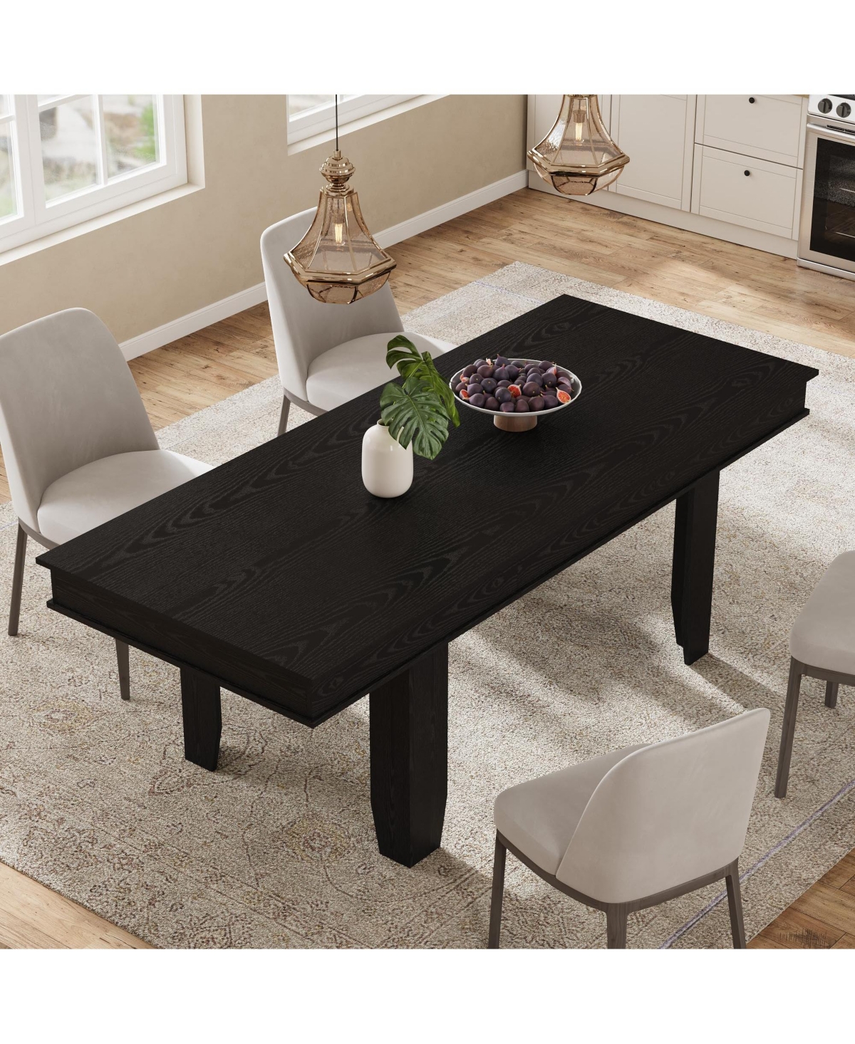 homfan Extendable Dining Table for 6-10, Farmhouse Rectangular Kitchen with Butterfly Leaf, Mdf Frame, Easy Assembly