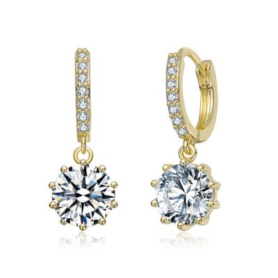 Elegant 14K Gold Plated Cubic Zirconia Huggie Earrings