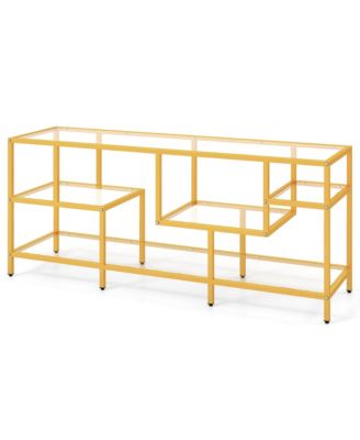  TV Stand for TVs with Tempered Glass Shelves TV Console Table