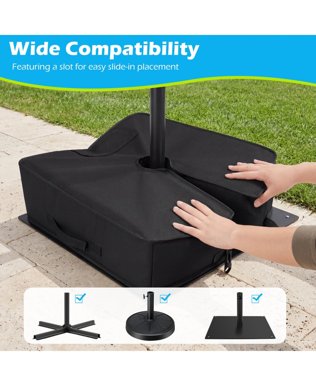 Costway Umbrella Base Weight, 90 Lbs Sand-fillable Bag with Weatherproof Fabric, Patio
