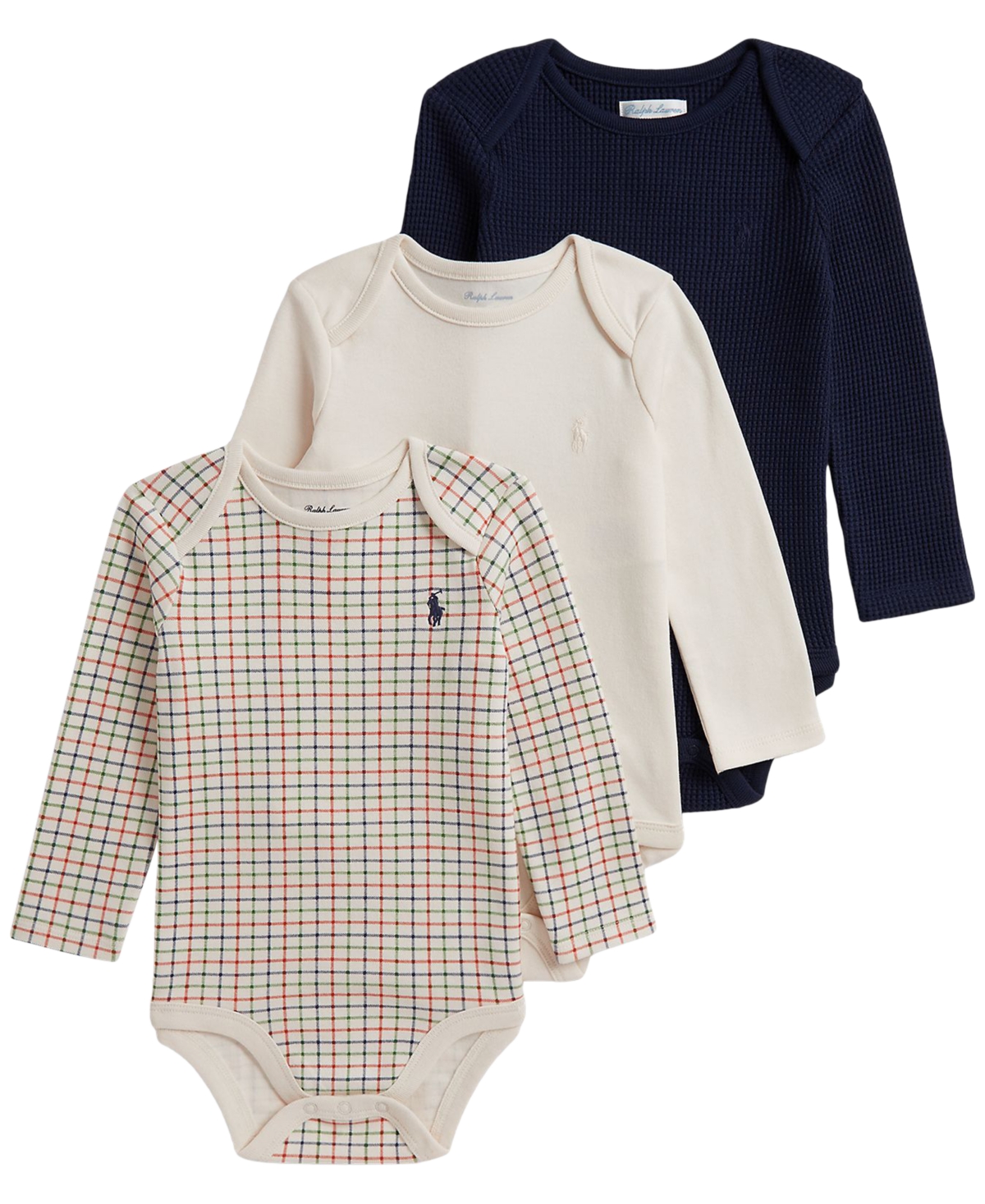 Polo Ralph Lauren Baby Boys' Long-Sleeve Bodysuit, 3-Pack