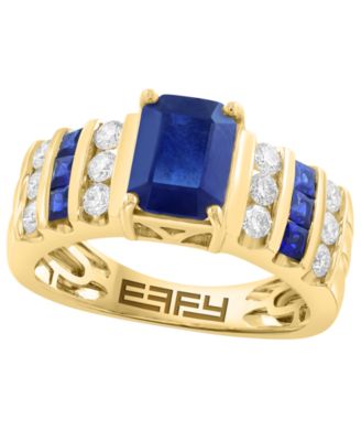 Diamond (3/8 ct. t.w.) and Sapphire (2 ct. t.w.) Ring in 14k Yellow Gold