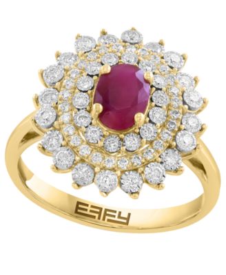 Ruby (1-1/10 ct. t.w.) & Diamond (3/8 ct. t.w.) Ring in 14k Yellow Gold