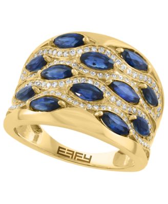 Effy Collection Sapphire 1-58 ct tw Diamond 13 ct tw Ring in 14k Yellow Gold - Yellow Gold 6599$