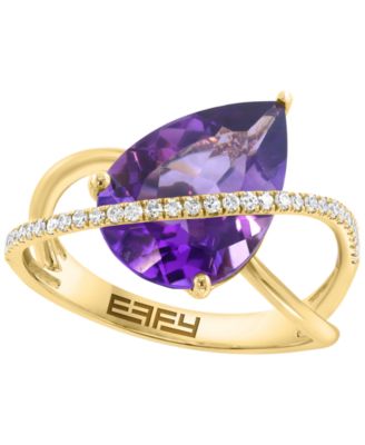 Amethyst (4-7/8 ct. t.w.) & Diamond (1/6 ct. t.w.) Ring in 14k Yellow Gold
