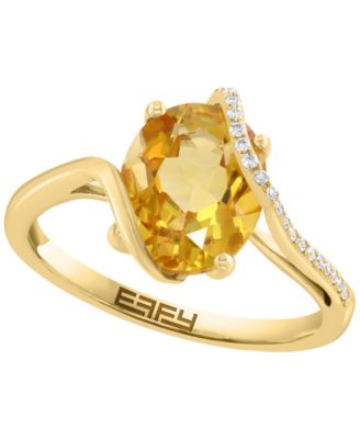 Citrine (1-7/8 ct. t.w.) & Diamond (1/10 ct. t.w.) Ring in 14k Yellow Gold