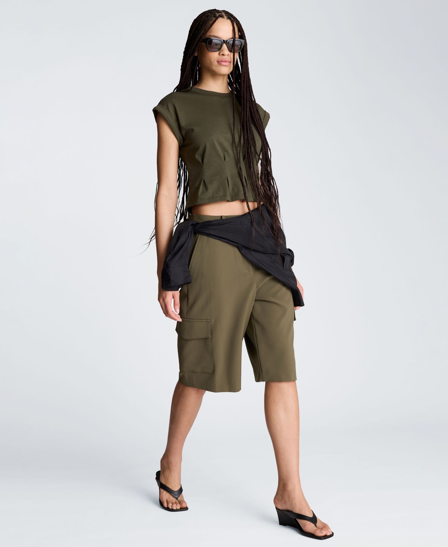 Women's Pleated Cotton T-Shirt