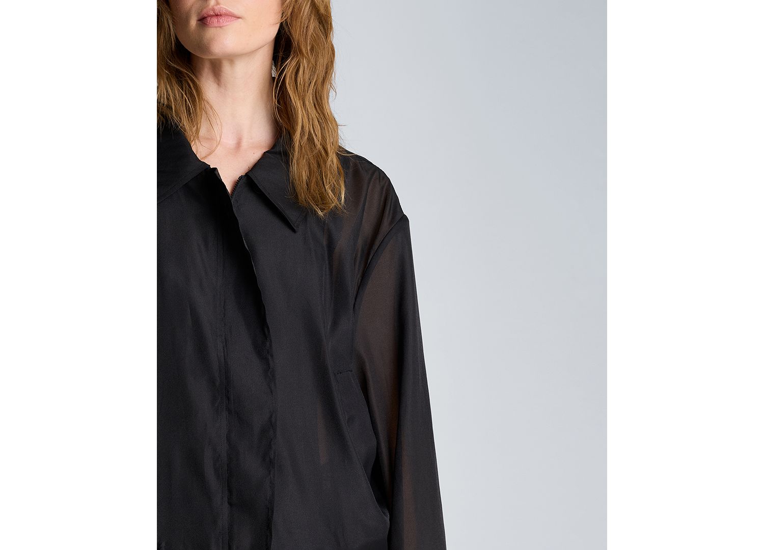 Women's Collared Neck Sheer Bomber Jacket