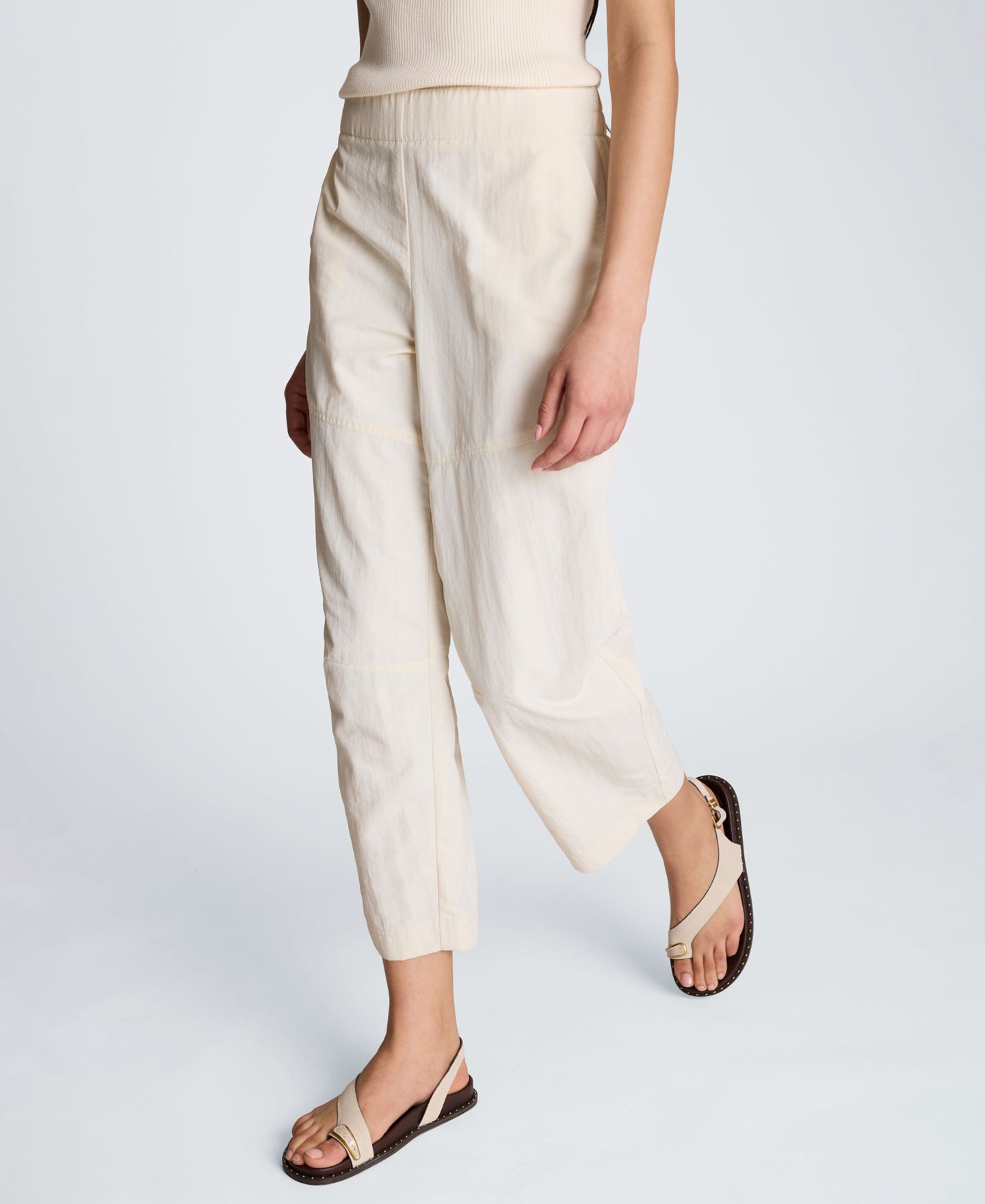 Женские брюки Kenneth Cole Mid-Rise Barrel Leg, цвет: Устричный — фото 3