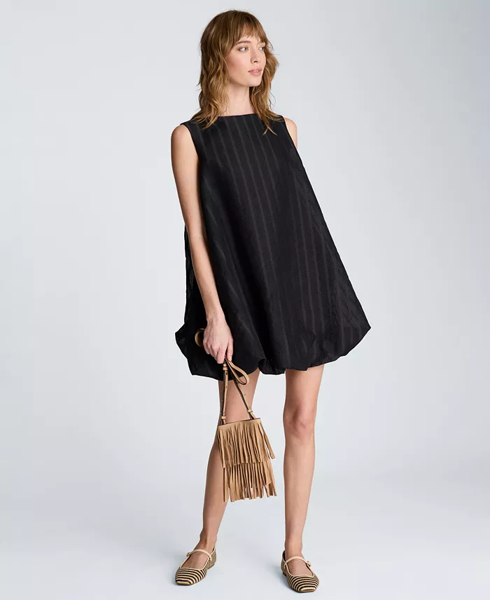 Women's Boat Neck Bubble Hem Mini Dress - thumbnail 6