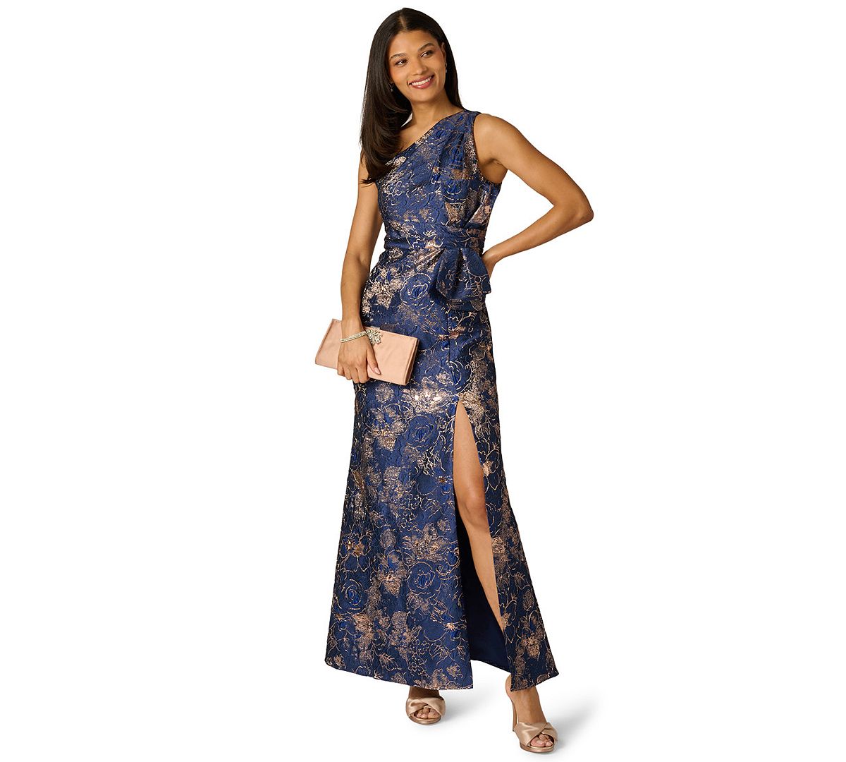 Adrianna Papell Petite One-Shoulder Side-Slit Gown view 2 — MAYCSS fashion products