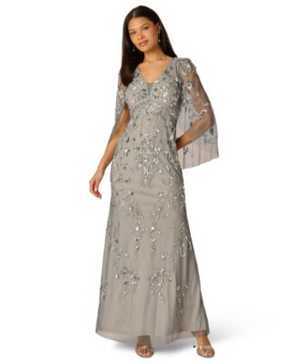 adrianna papell beaded cape dress Adrianna Papell Beaded Cape Gown