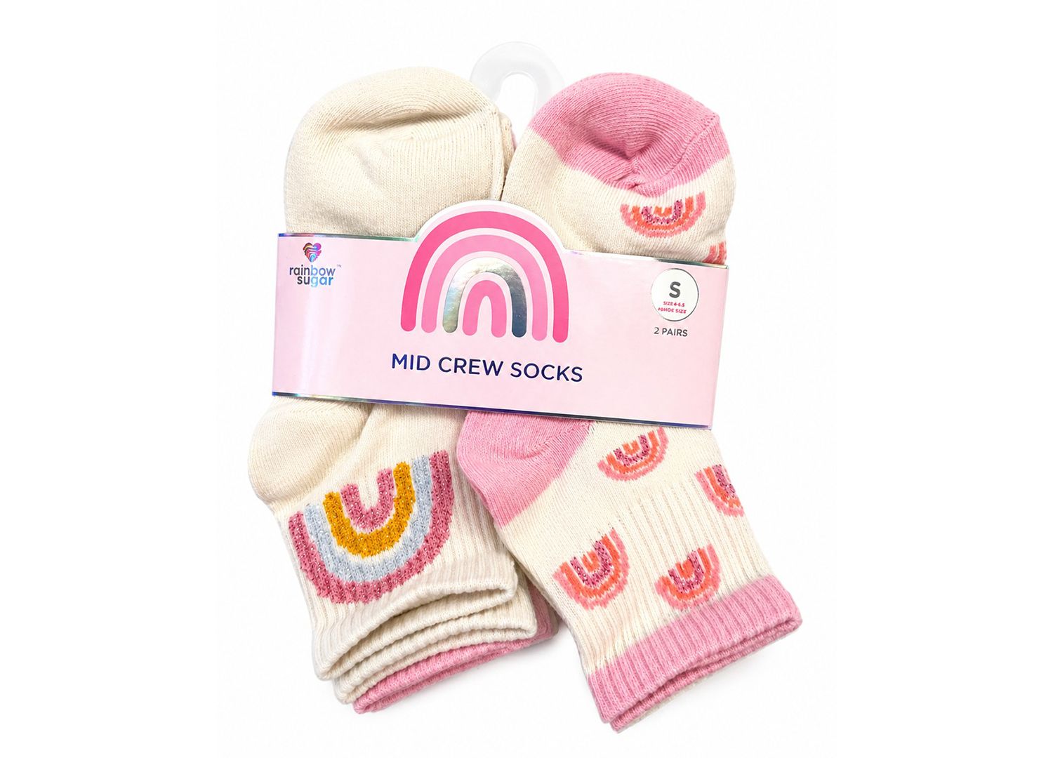 Girls' Toddler 4-8.5 Mid Crew Socks, 8-Pack