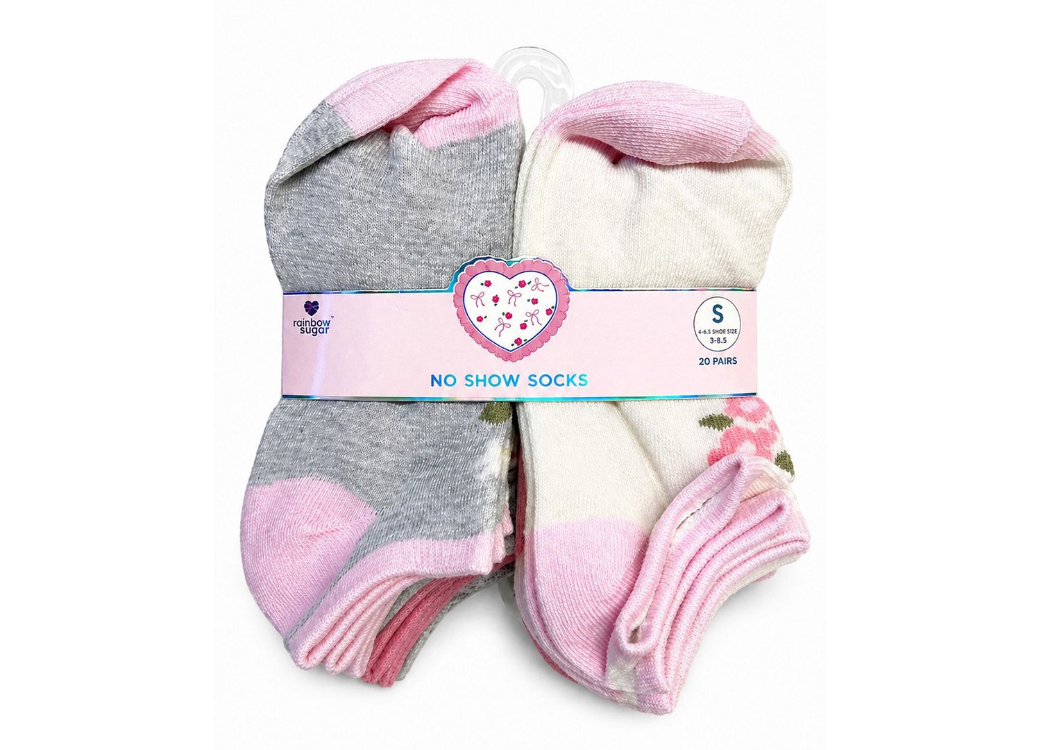 Girls' 4-8.5 Low Cut Socks, 20-Pack