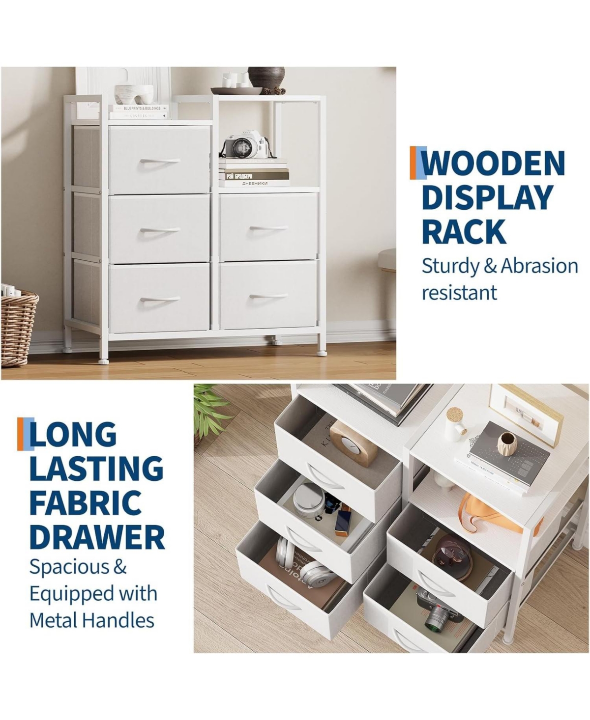 gaomon 5 Drawer Mobile File Cabinet with Open Storage Shelf, Rolling Printer Stand and Fabric Lateral Filing Cabinet for Home Office
