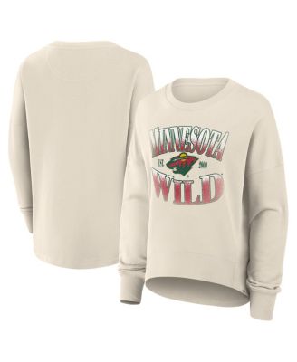 Women's Cream Minnesota Wild Oversized Slice Pullover Sweatshirt