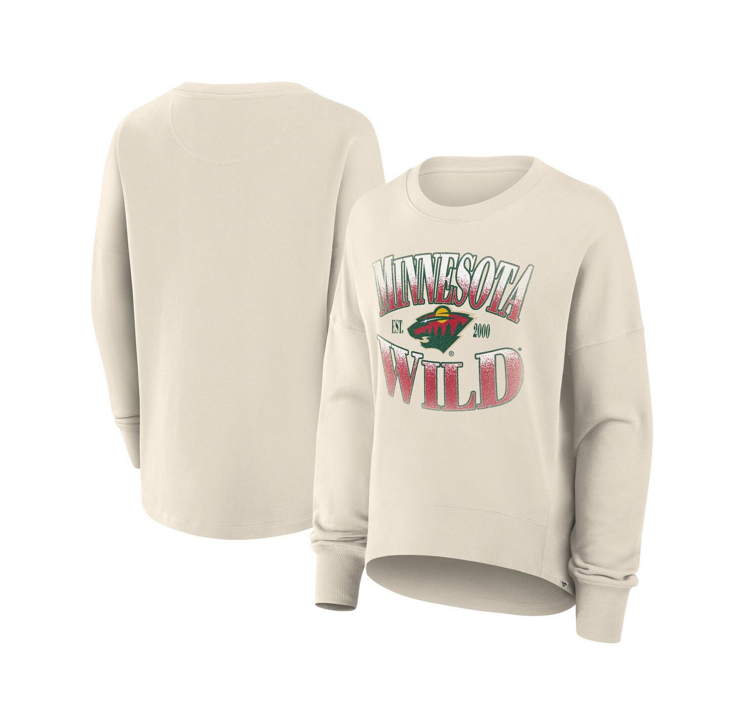 Women's Cream Minnesota Wild Oversized Slice Pullover Sweatshirt