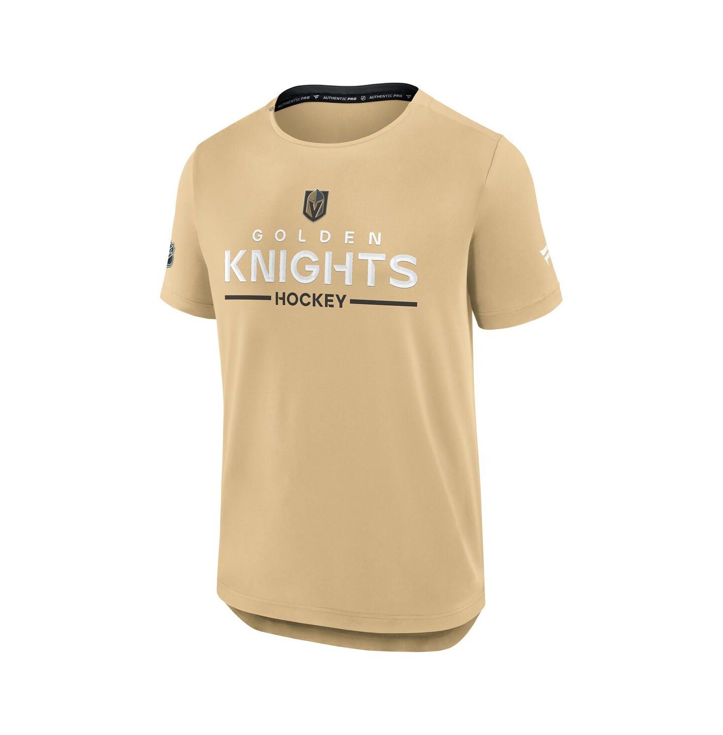 Мужская футболка Fanatics Gold Vegas Golden Knights Authentic Pro Rink Tech — фото 1