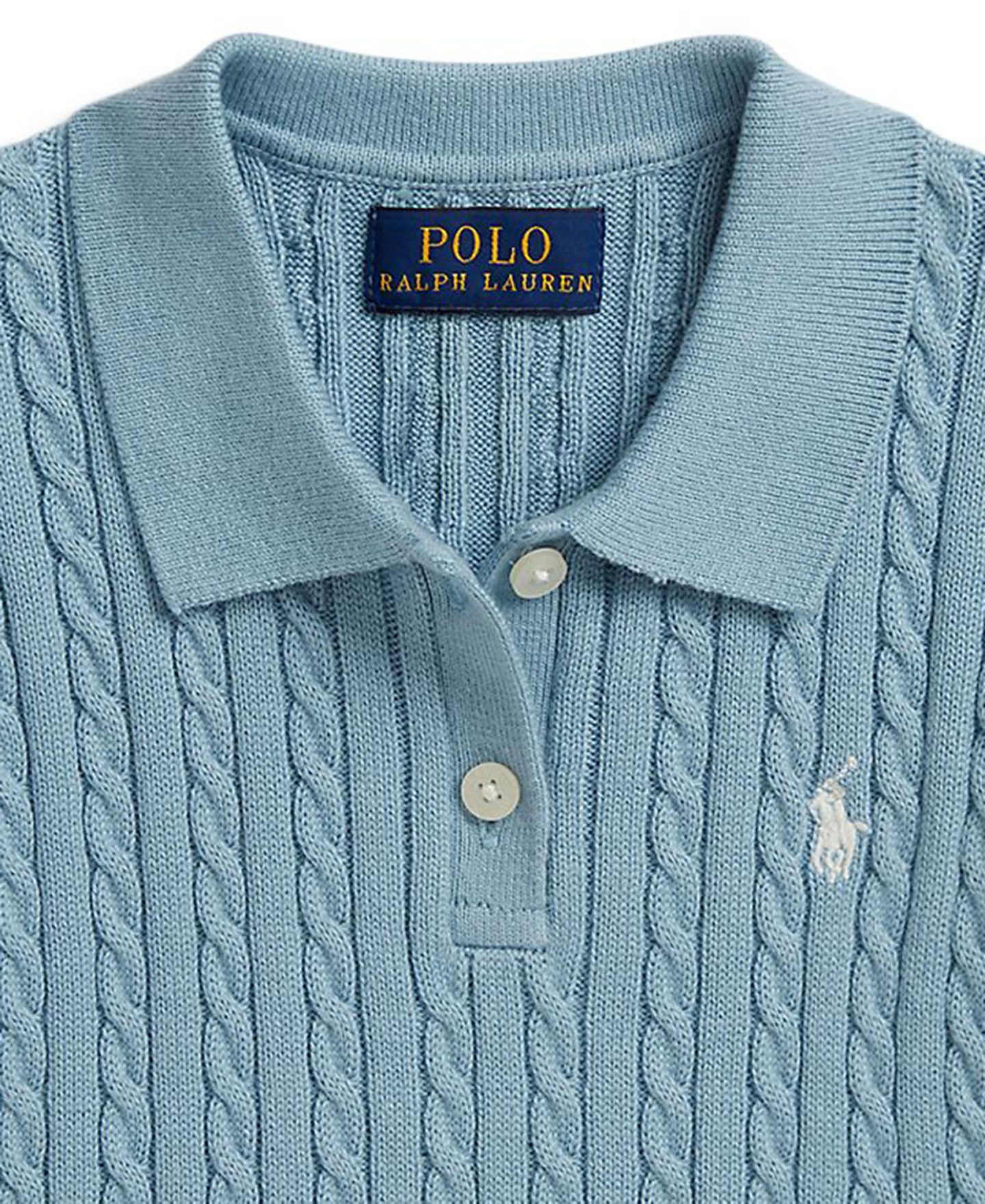 Свитер Polo Ralph Lauren Mini-Cable Polo Sweater для девочек, цвет: Синий — фото 3