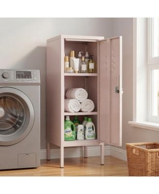Lockable Metal Locker Cabinet,  Metal Storage Cabinet with Lock, Adjustable Shelf and Ventilation, Steel Locker for Gym, School, Office, Home