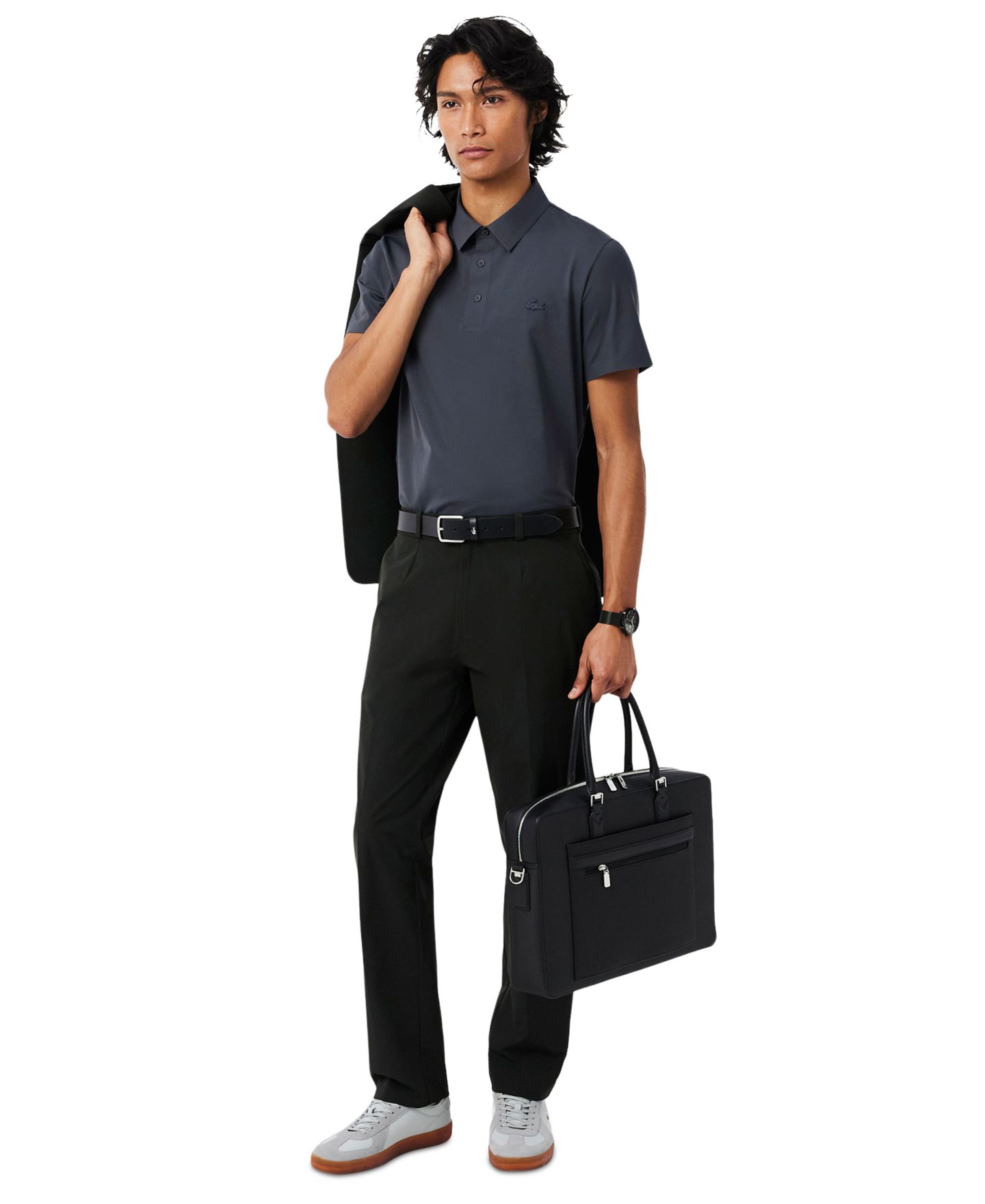 Мужское поло Lacoste Commuter Regular-Fit Polo Shirt, цвет: Графитовый — фото 2