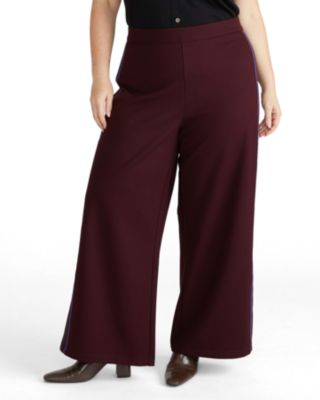 Plus Size Wide Leg Stripe Ponte Pants