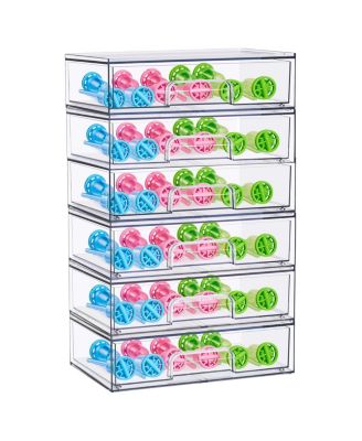 6 Pack Clear Wide Stackable Pull-Out Storage Organizer Bins for Baby Bottles, Bathroom, Kitchen and More
