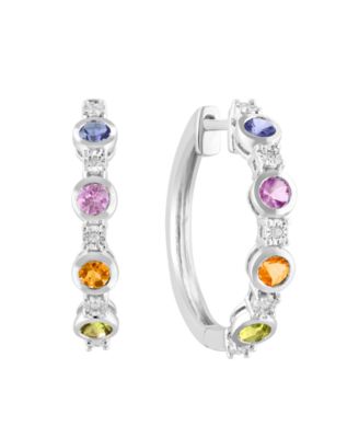Tanzanite (5/8 ct. t.w.) & Diamond (1/20 ct. t.w.) Earrings in Sterling Silver (Also Available in Emerald & Multi-Sapphire)