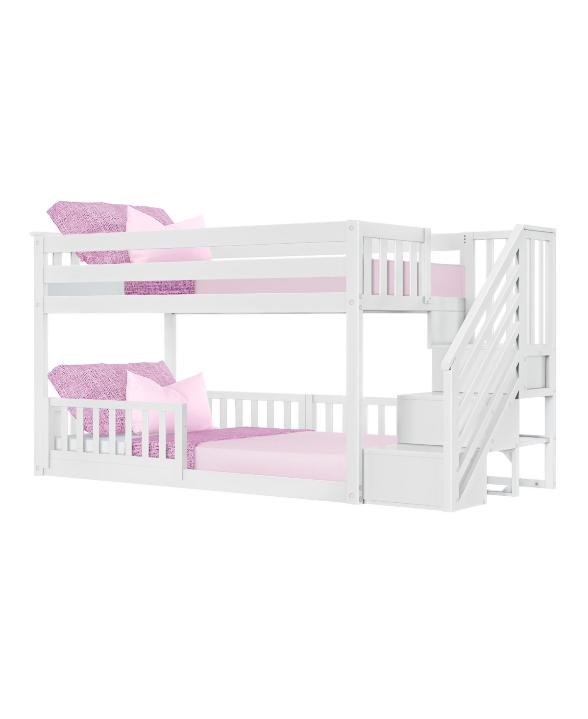 Max Lily Low Twin over Bunk with Stairs Single Guard Rail