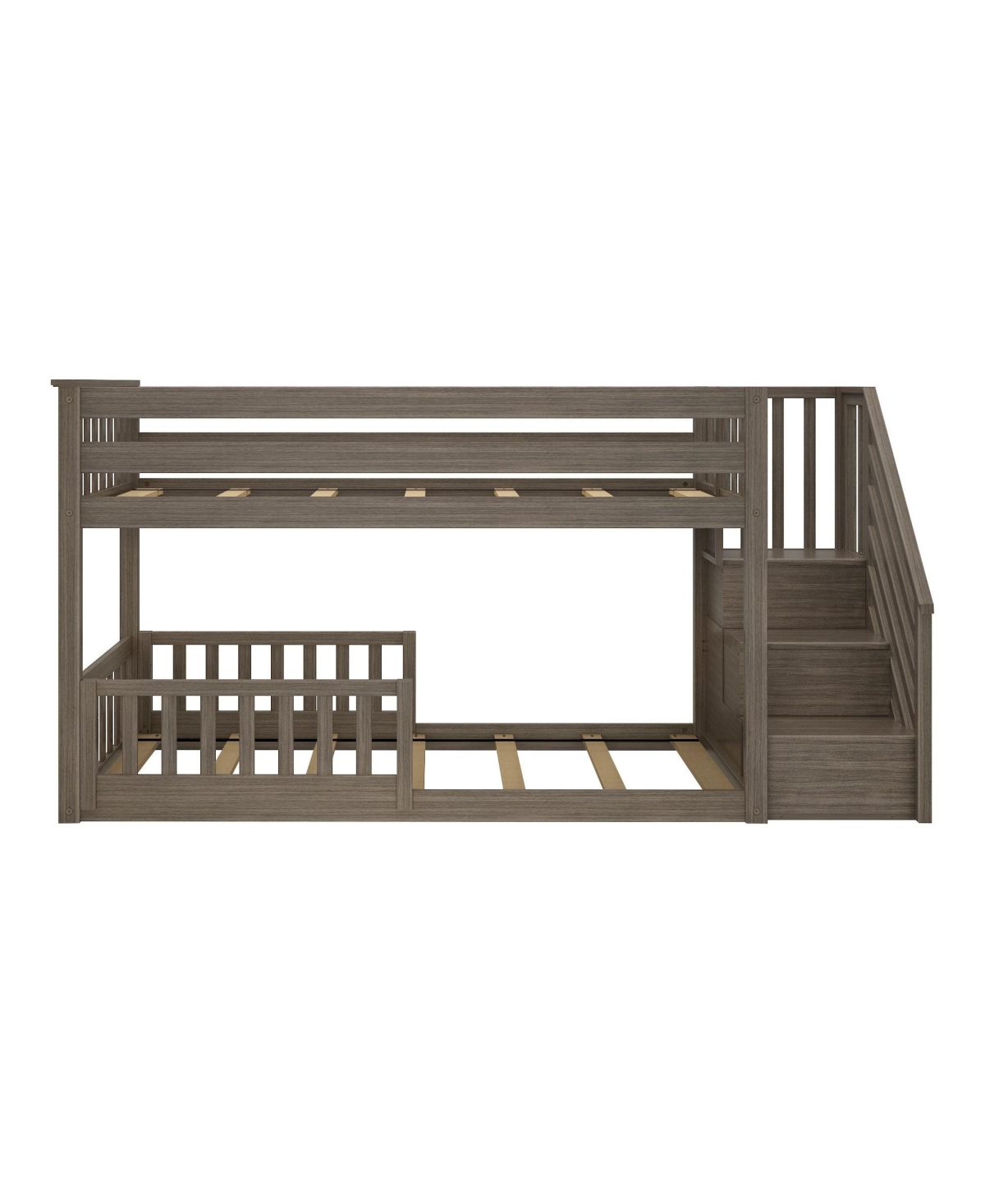 Max Lily Low Twin over Bunk with Stairs Single Guard Rail