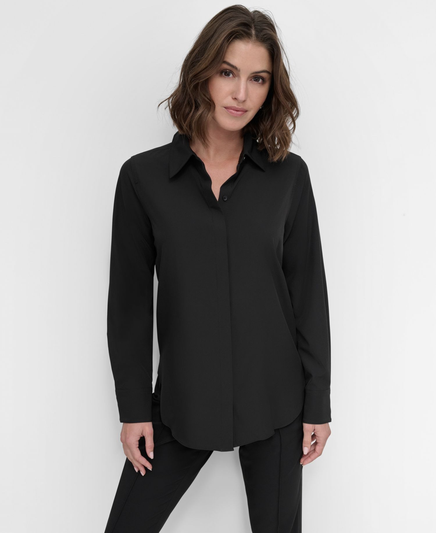 Petite Long-Sleeve Button-Front Shirt