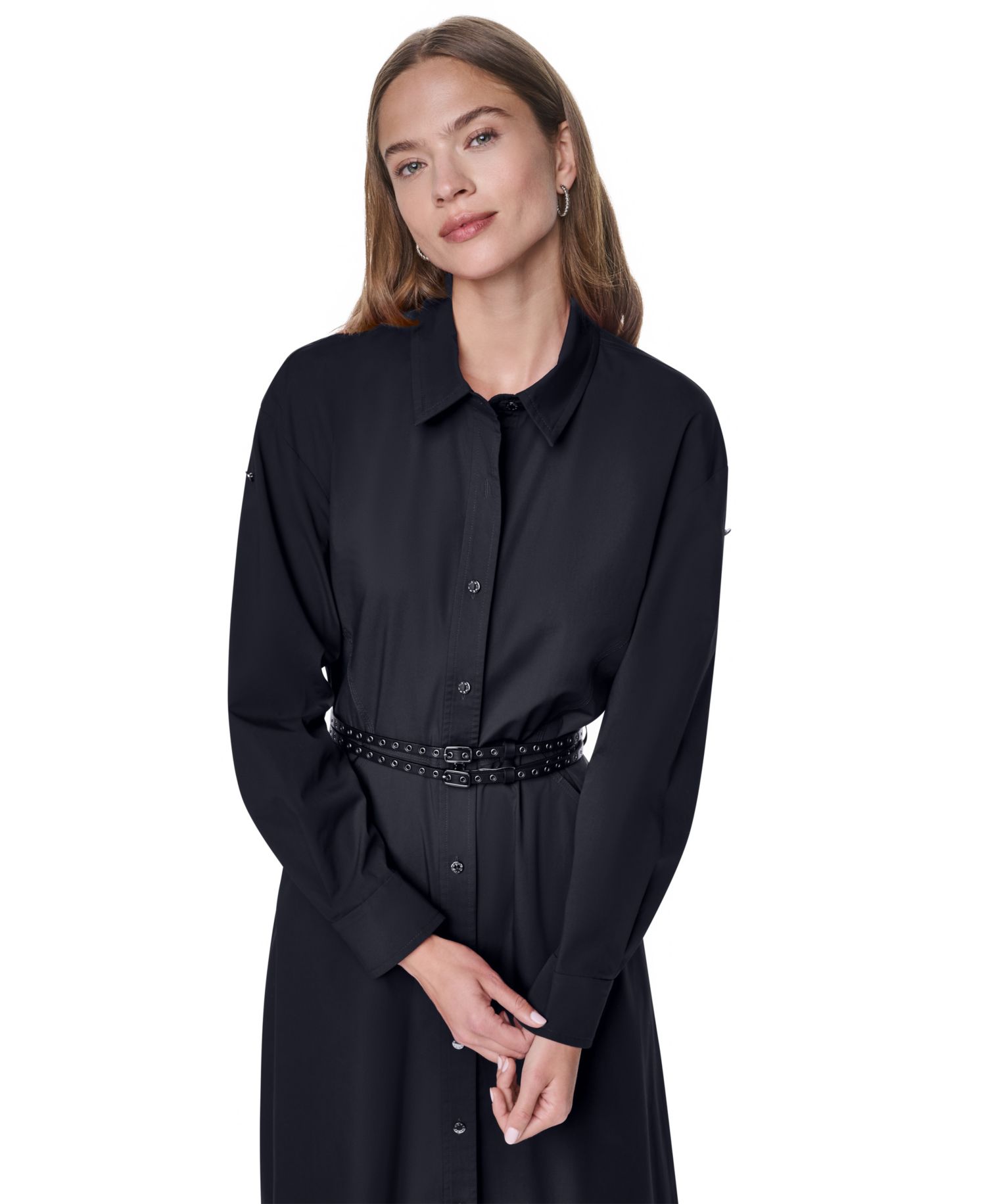 Petite Roll-Tab Button-Down Dress
