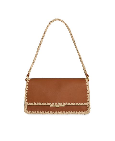 Женская сумка Rebecca Minkoff Berkley Flap Small Raffia Shoulder Handbag, цвет: Caramello