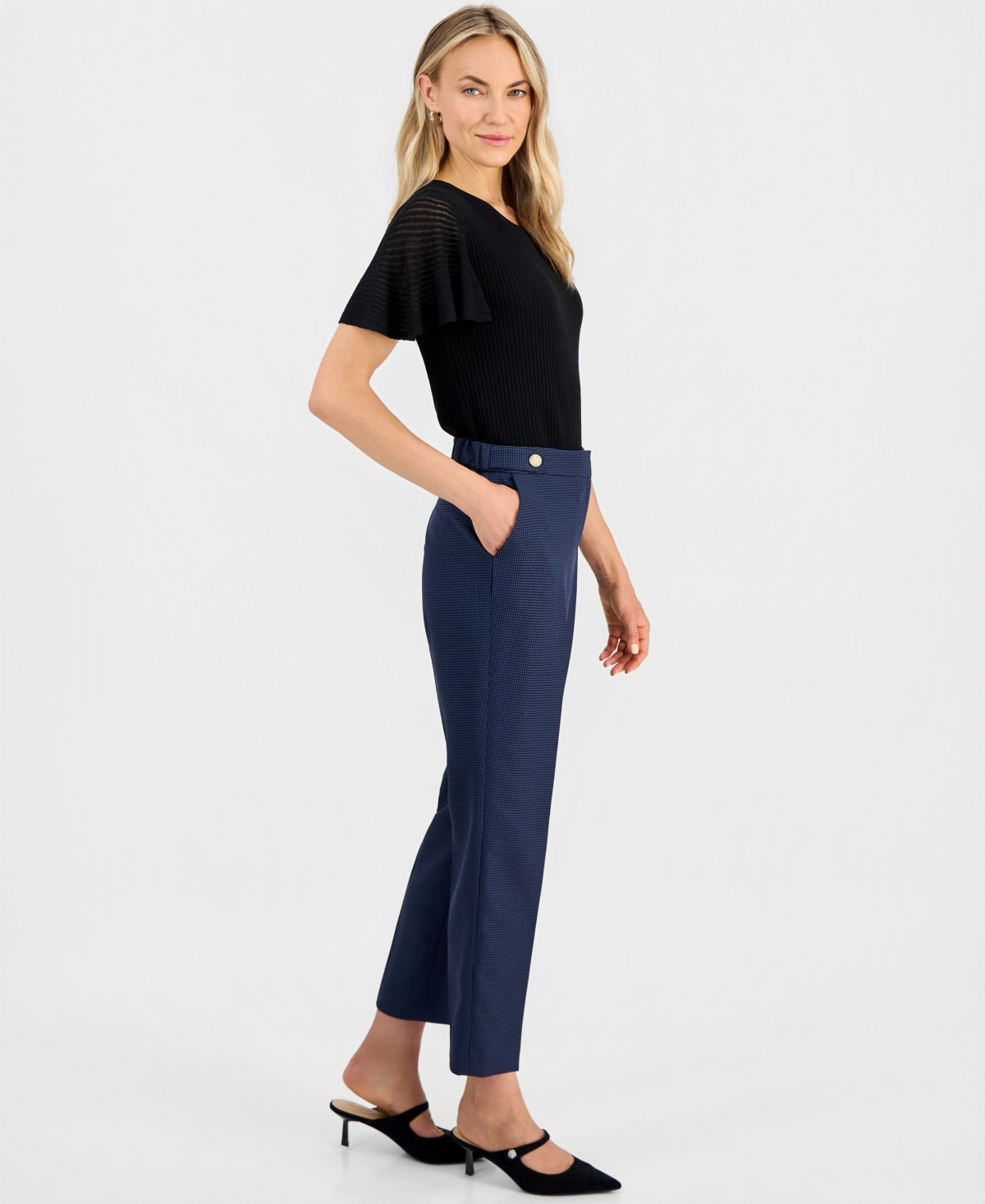 Kasper Petite Slim Leg Mid-Rise Pants