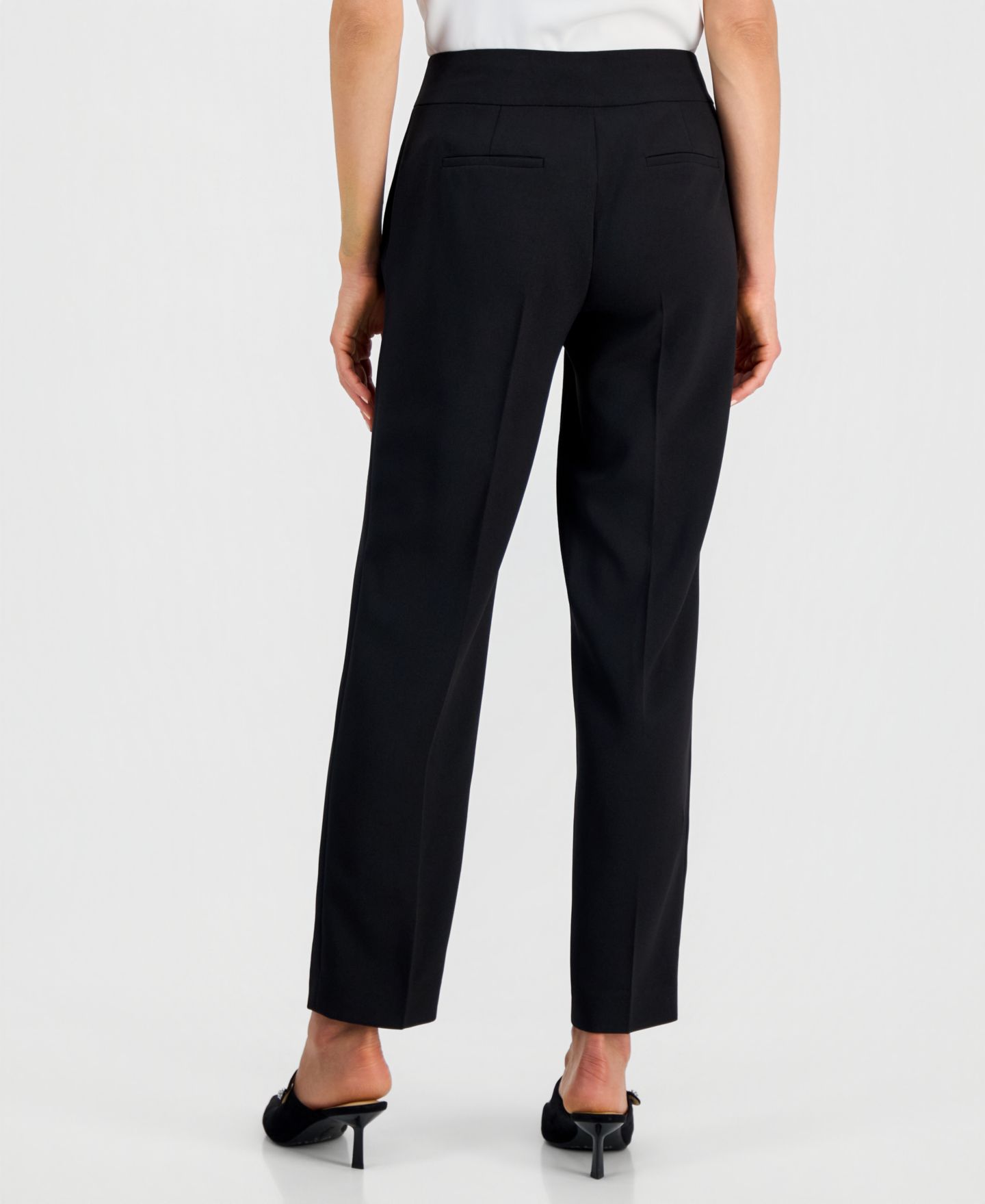 Женские брюки Kasper Ava Straight-Leg Zip-Pocket, цвет: Чёрный — фото 7