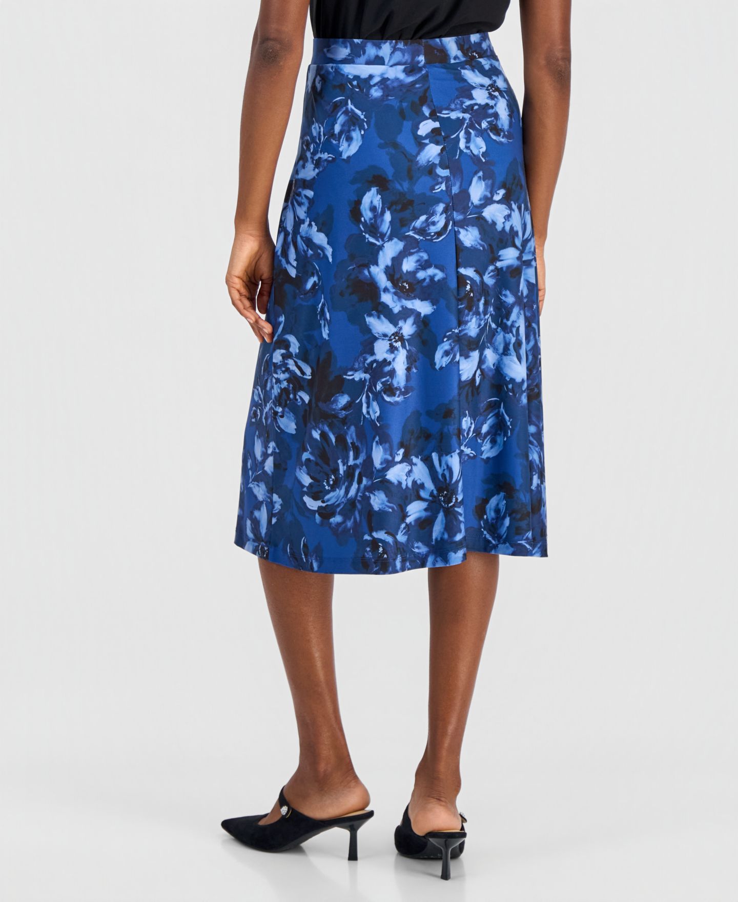 Женская юбка Kasper Printed Pull-On A-Line Midi, цвет: Синий ночной разноцветный — фото 7