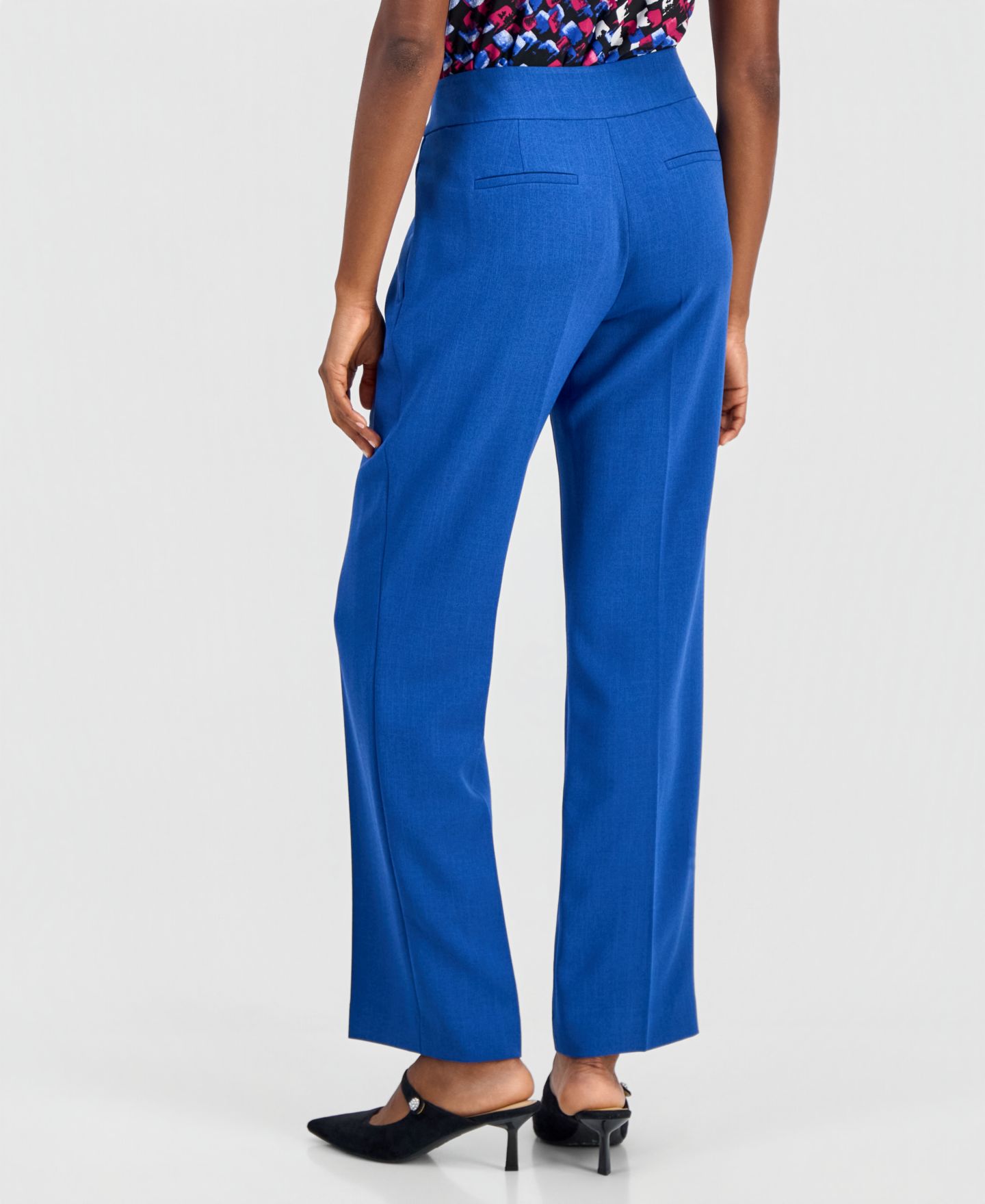 Женские брюки Kasper Ava Straight-Leg Press-Pleat Pants, Regular & Petite, цвет: Синий ночной — фото 4
