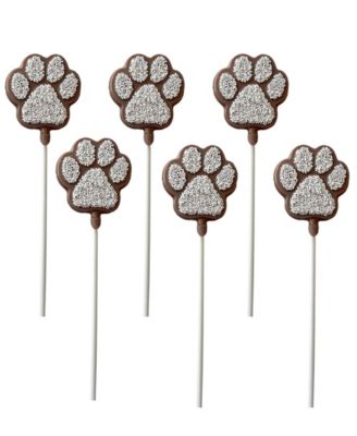 Festive Decorated Chocolate Paw LolliPop, 6 Pack