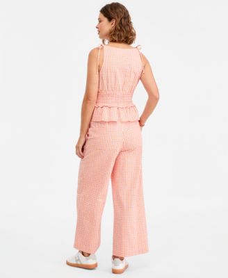 Tommy Hilfiger Womens Cotton Seersucker Top Straight Leg Pants
