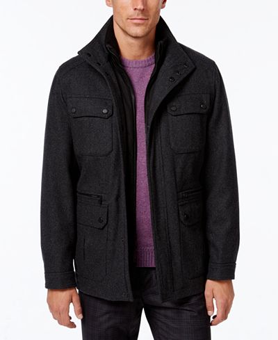 MICHAEL Michael Kors Men's Wool-Blend Field Coat with Attached Bib ...