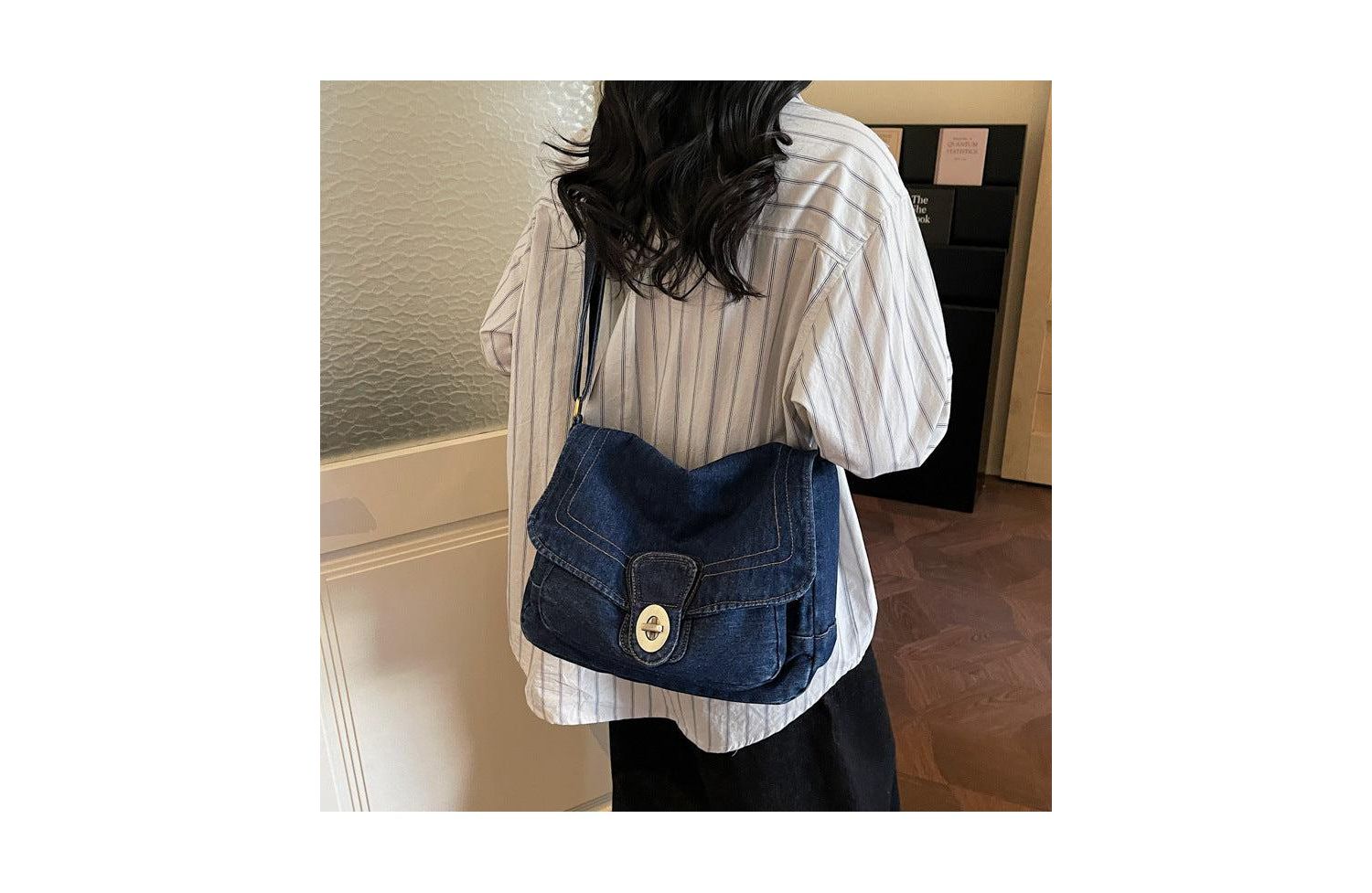 Luma Denim Flap Shoulder Bag Crossbody Purse Casual Blue Jean Handbag Adjustable Strap Everyday Small Medium Messenger Bag