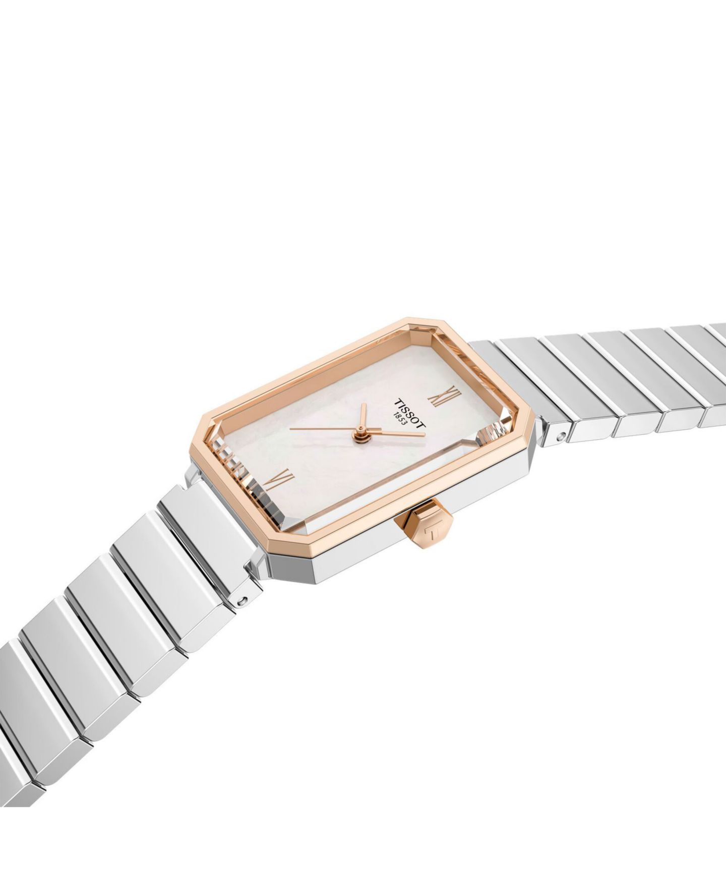 Женские прямоугольные часы Tissot со стальным корпусом серебристого цвета, 21.8 мм — фото 5