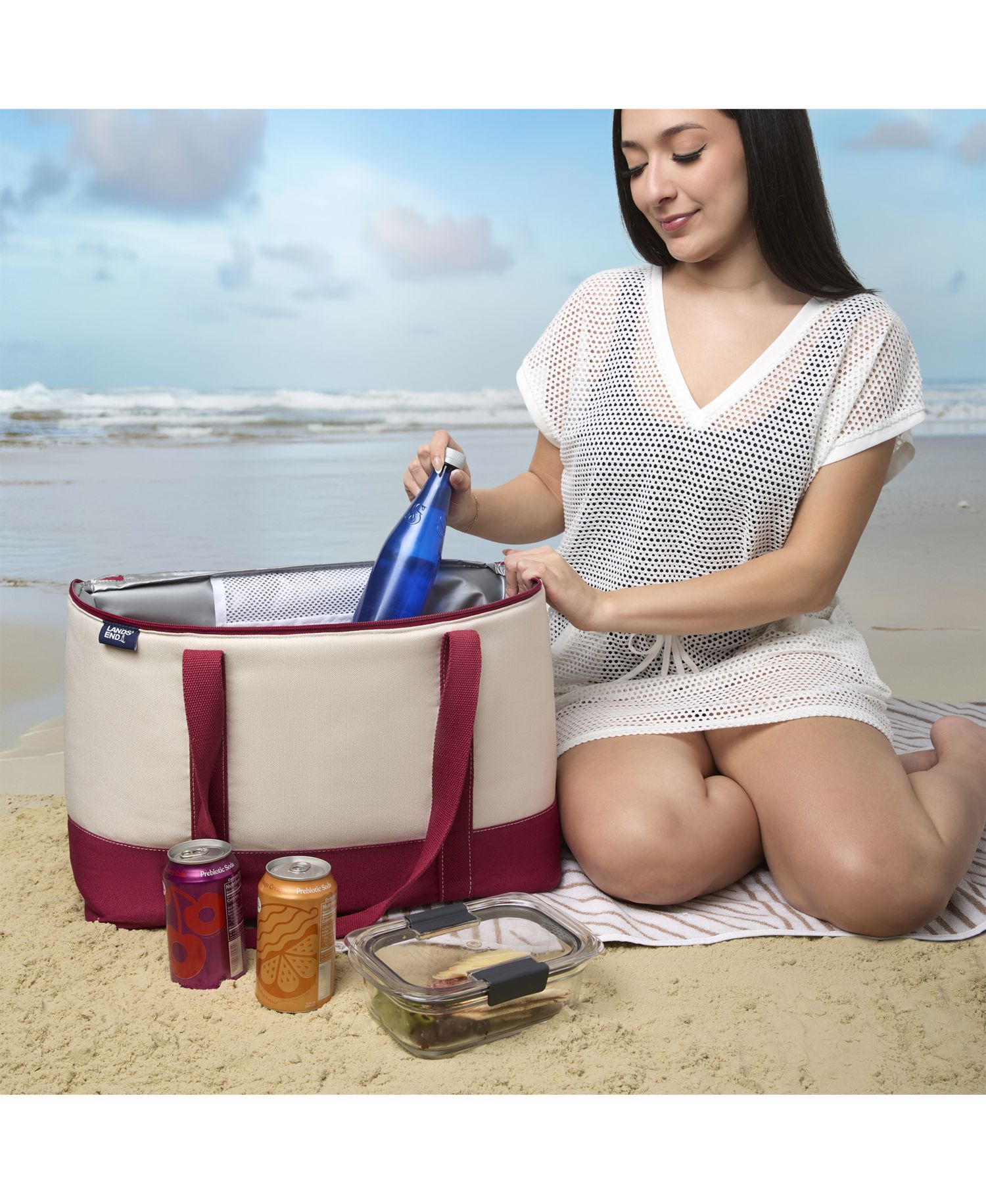 Rectangular Large Cooler Bag Insulated 8 Gal, Canvas Soft Cooler with Tote Handles and Zip Closure